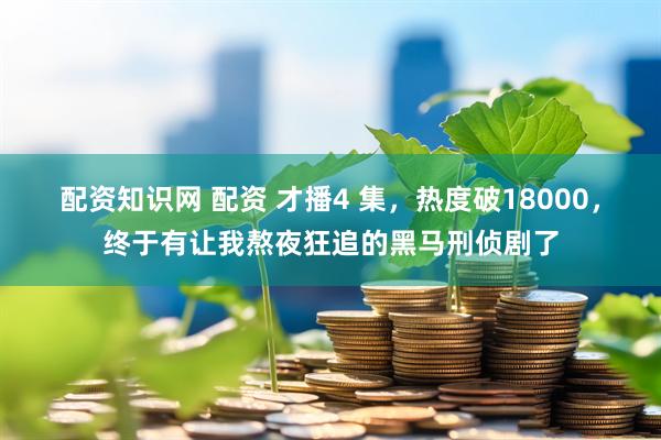 配资知识网 配资 才播4 集，热度破18000，终于有让我熬夜狂追的黑马刑侦剧了